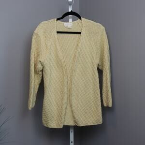 Vintage Carmelo Pomodoro Yellow /Cream‎ Open Knit Cardigan Sweater Size L